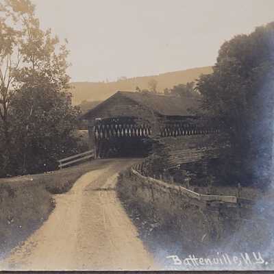 Photographic postcard of a Covered Bridge in Battenville, N.Y.