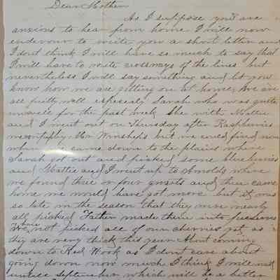 Letter to Elizabeth Teller from her son J. DuBois Teller of Sandy Hill, New York July 1860
