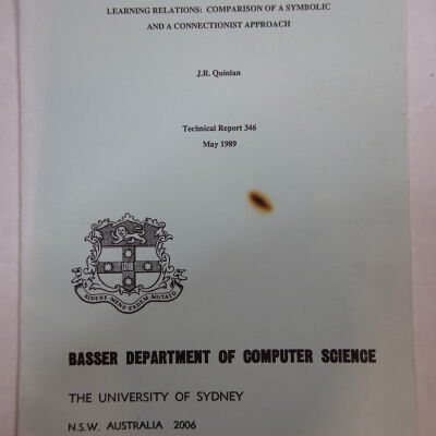 Basser Department of Computer Science - Technical Report 346 - Learning Relations: Comparision of a symboilc and a connectionist approach by J.R. Quinlan