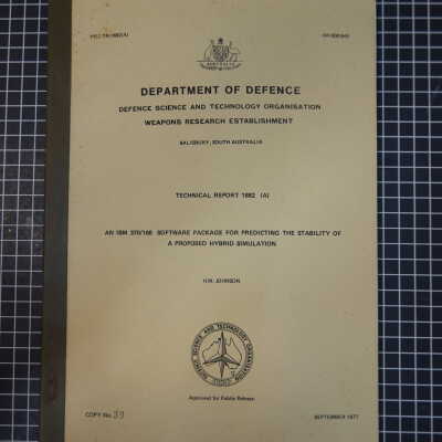 Department of Defence Defence Science and Technology Organization Weapons Research Establishment Technical Report 1882