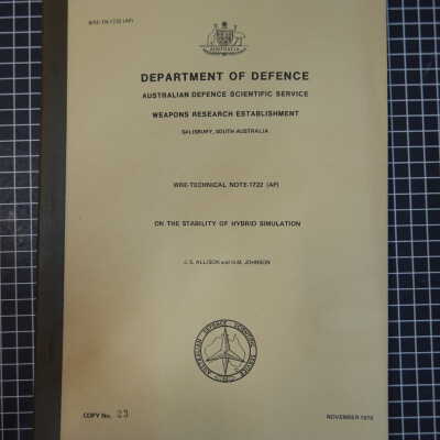 Department of Defence Australian Defence Scientific Service Weapons Research Establishment