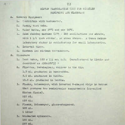 Hinton Flocculation Test for Syphilis