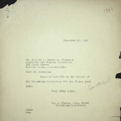 Fiscal Year Report for Wassermann Laboratory 1941