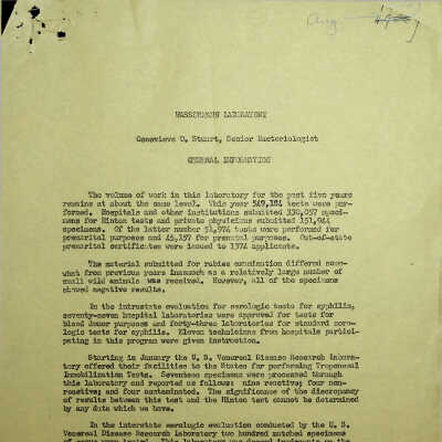 Wassermann Laboratory General Information