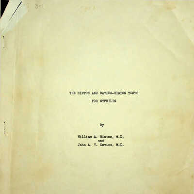 The Hinton and Davies-Hinton Tests for Syphilis