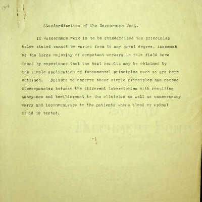Standardization of the Wassermann Test