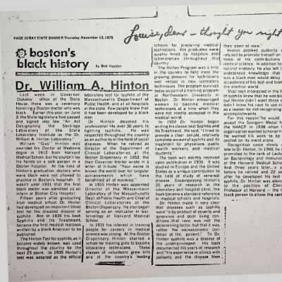 "Boston's Black History" Newspaper Article