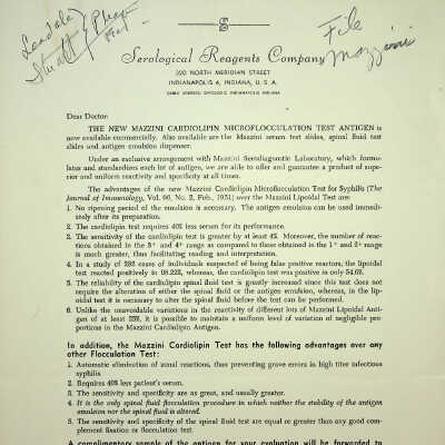 Serological Reagents Company Advertisement