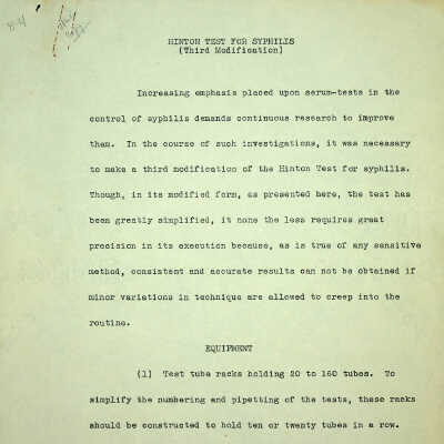 Hinton Test for Syphilis