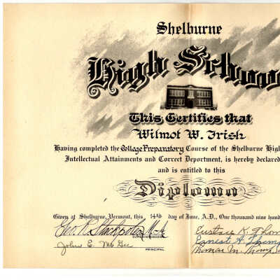 Shelburne High School Diploma - Wilmot Irish