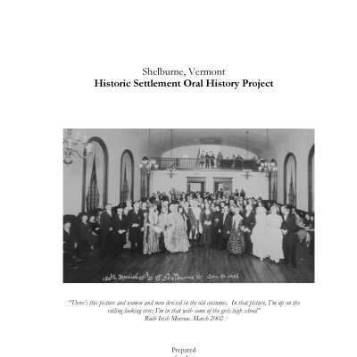 Shelburne Historic Settlement Patterns Oral History Project