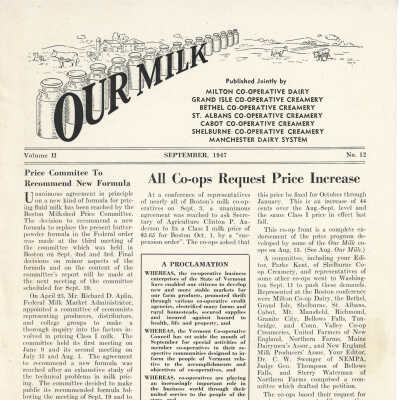 "Our Milk" Newletter Vol II Sept 1947 No12