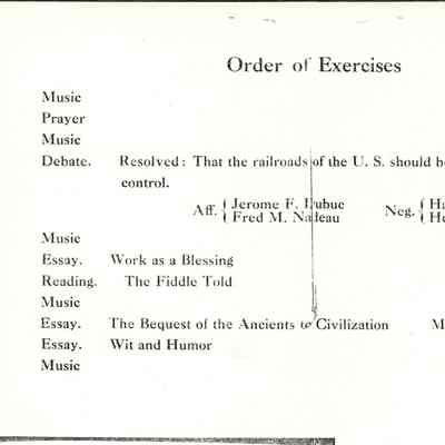 Shelburne High School Graduating Exercises Program 1906 contents [photocopied]