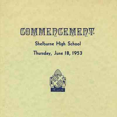 Commencement Brochure Shelburne High School 18 June 1953