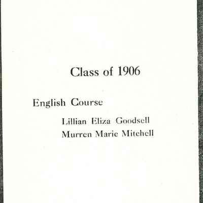 Shelburne High School Graduating Exercises Program 1906 backgoods [photocopied]
