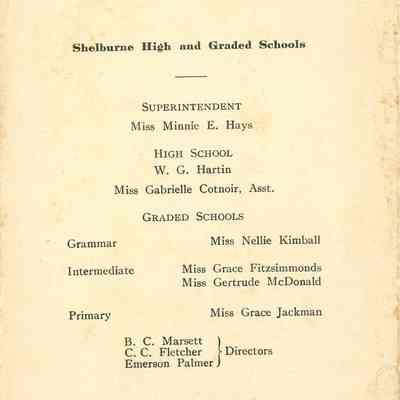 Graduating Exercises Shelburne Grammar School 1914 back