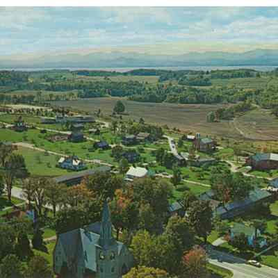 Postcard Shelburne Museum Aerial View back