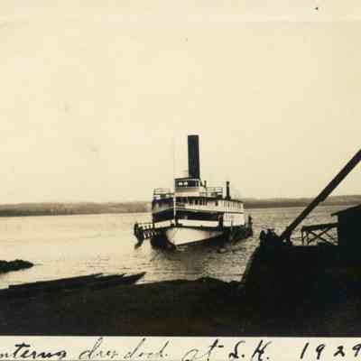 The Steamer Vermont about to be hauled into drydock at Shelburne Harbor, Vermont 1929