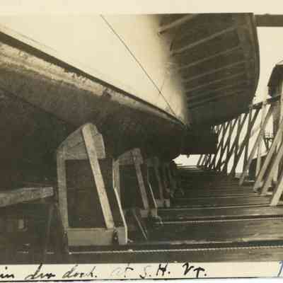 The Steamer Vermont in dry dock at Shelburne Harbor, Vermont 1929