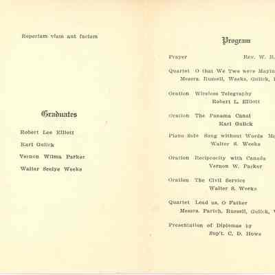 Shelburne High School Graduating Exercises Program 1911 contents