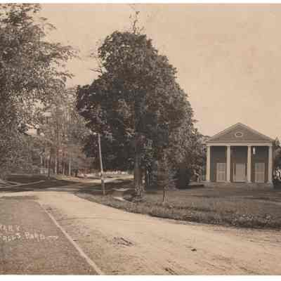 Postcard Shelburne Free Library and Falls Road