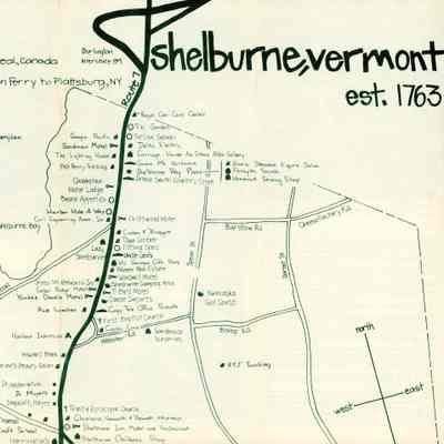 Welcome to Shelburne, Vermont Tourist Brochure Map Upper Portion