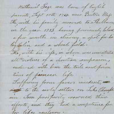 Letters about the beginnings of the Shelburne Methodist Church c. 1800's