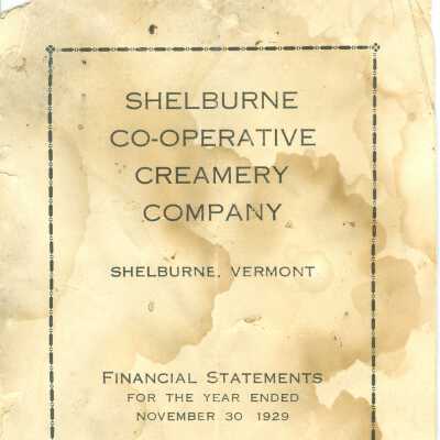 Shelburne Co-Operative Creamery Company Financial Statement November 30 1929