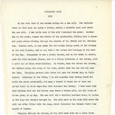 Shelburne Falls 1867 Oral History