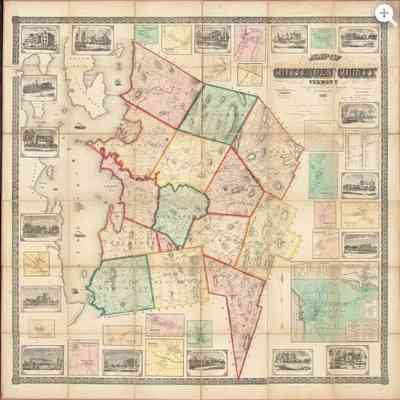 Map of Chittenden Count Vermont H.F. Walling 1857