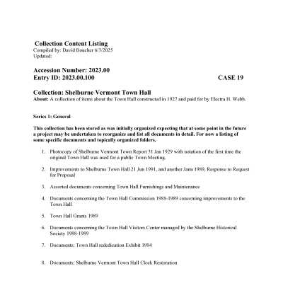 Shelburne Town Hall Collection
