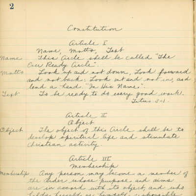 Constitution and Meeting Minutes of the Ever Ready Circle of the Kings Daughters 1941 - 1948