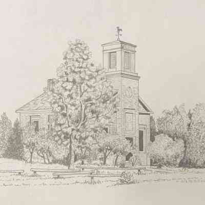 Pen and Ink drawing by Hugh Ramsden Charlotte Meeting House