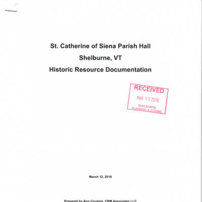 St. Catherine of Siena Parish Hall, Shelburne, Vermont Historic Resource Documentation