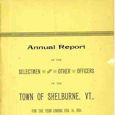 Collection: Annual Reports, Town of Shelburne, Vermont