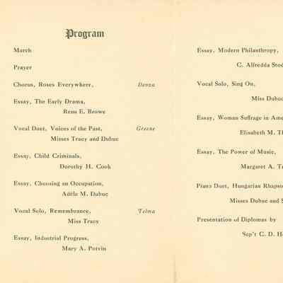 Shelburne High School Graduating Exercises Program 1910 contents
