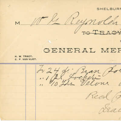 Tracy & Van Vliet Store Receipt