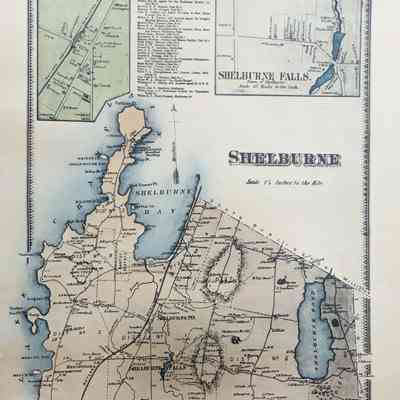 Shelburne Vermont Beers Map Print for U.S. Bicentennial Committee 1976