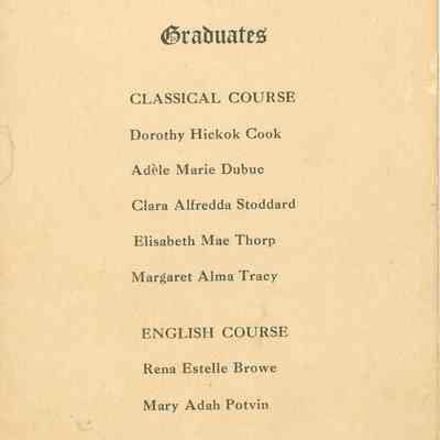 Shelburne High School Graduating Exercises Program 1910 back