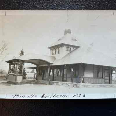 Postcard Railroad Station Shelburne, Vermont digital image looking Northeast