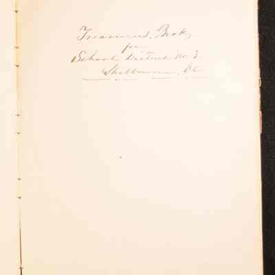 Treasurers Book for School District No. 3 Shelburne Vermont 1858-1893