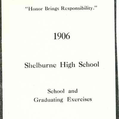 Shelburne High School Graduating Exercises Program 1906 [photocopied]