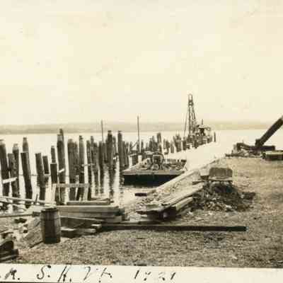 Pillings being installed in Shelburne Bay