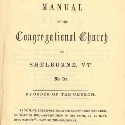 Manual of the Congregational Church in Shelburne, VT 1851