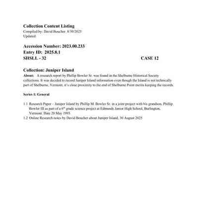 Collection Listing: Juniper Island