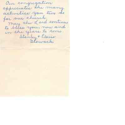 Note from Stanley and Eloise Glowacki to Wilhemien