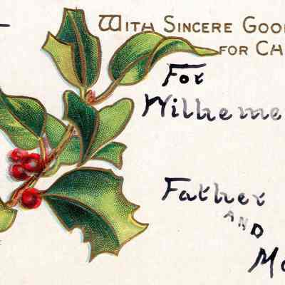 Christmas Gift Tag to Wilhemiein Viets in 1907