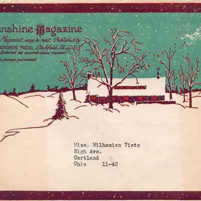 Sunshine Magazine Envelope to Wilhemien Viets