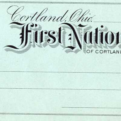Bank Check from First National Bank of Cortland Ohio