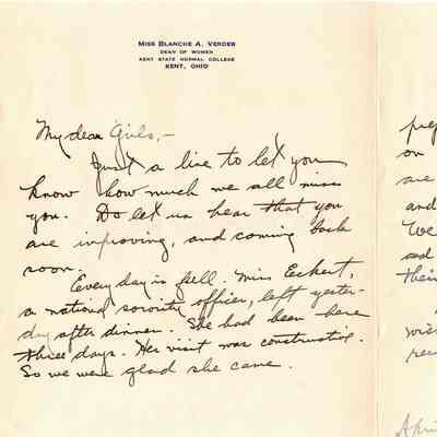 Letter from Dean Blanche A. Verder to Viets Sisters